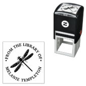 おしゃれなトンボのシルエット２　図書館の本の名前 セルフインキングスタンプ (インサイチュ)