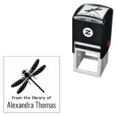 おしゃれなトンボのシルエット２　図書館の本の名前 セルフインキングスタンプ (インサイチュ)