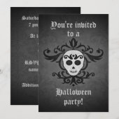 おしゃれなドクロ ハロウィン 招待状 (正面/裏面)