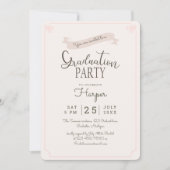 おしゃれなドット柄のヴィンテージ卒業パーティー 招待状 (正面)