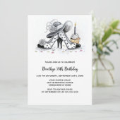 おしゃれなドット柄ハイヒール靴の誕生日パーティー 招待状 (スタンド正面)