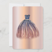 おしゃれなドレス、ローズゴールドの50歳の誕生日パーティー 招待状 (裏面)