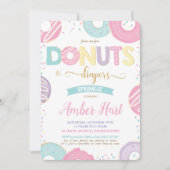 おしゃれなドーナツとおむつ ベビーシャワー ゴールド ガール   招待状 (正面)