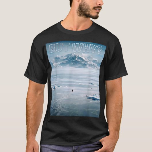 おしゃれなニヒリストペンギン 何で? Tシャツ (正面)