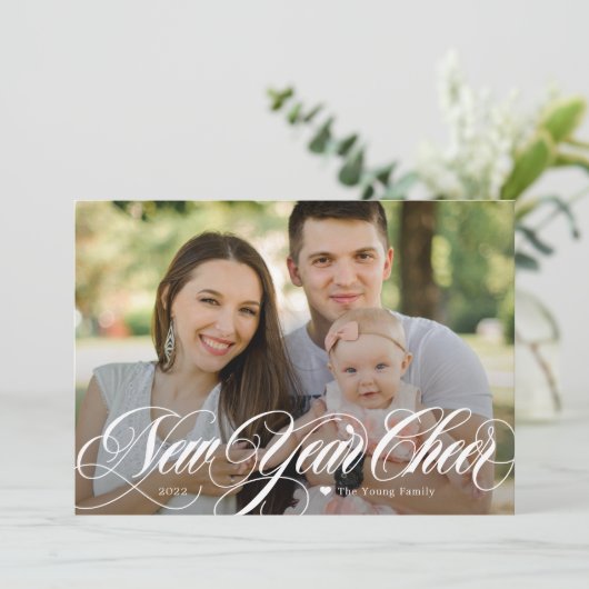 おしゃれなニューイヤー写真カード　渦巻き模様の華やかなデザイン シーズンカード (スタンド正面)