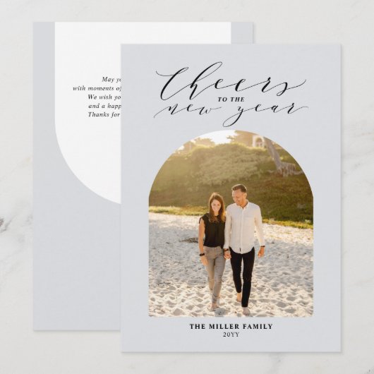 おしゃれなニューイヤー写真グリーティングカード シーズンカード (正面/裏面)