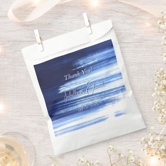 おしゃれなネイビーの水彩筆跡パターン フェイバーバッグ