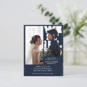 おしゃれなネイビーカラーの誓いの更新式招待状 招待状 (スタンド正面)