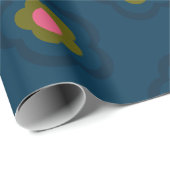 おしゃれなネイビーブルー　ホットピンクの花柄　誕生日をお祝い　 ラッピングペーパー (ロールコーナー)