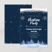 おしゃれなネイビー冬のワンダーランドクリスマスパーティー 招待状 (正面/裏面)