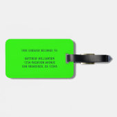 おしゃれなネオングリーンモノグラム ラゲッジタグ (裏面横)