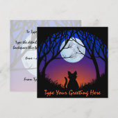 おしゃれなネコの招待状 ハロウィン カード (正面/裏面)