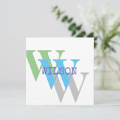 おしゃれなネームプレート 青灰 緑 インビテーション (スタンド正面)