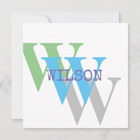 おしゃれなネームプレート 青灰 緑 インビテーション (正面)