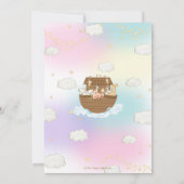 おしゃれなノアの箱舟 キュートな動物の女の子の誕生日パーティー 招待状 (裏面)