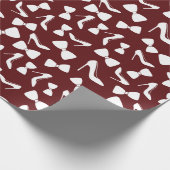 おしゃれなハイヒールとリボンのタイ 結婚前のお祝い シームレス ラッピングペーパー (角)