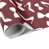 おしゃれなハイヒールとリボンのタイ 結婚前のお祝い シームレス ラッピングペーパー (ロールコーナー)