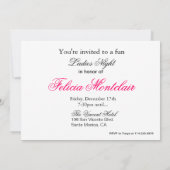 おしゃれなハイヒールと口紅のレディースナイト 招待状 (裏面)