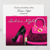 おしゃれなハイヒールと口紅のレディースナイト 招待状 (正面/裏面)
