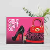 おしゃれなハイヒールと口紅の女の子の夜の外出 招待状 (スタンド正面)