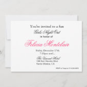 おしゃれなハイヒールと口紅の女の子の夜の外出 招待状 (裏面)