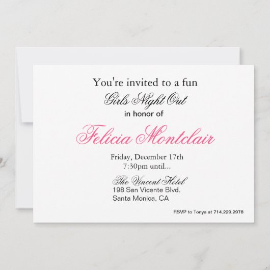 おしゃれなハイヒールと口紅の女の子の夜の外出 招待状 (裏面)