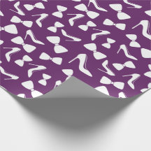 おしゃれなハイヒールと蝶ネクタイのウェディングギフト包装紙シームレス