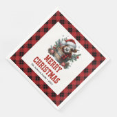 おしゃれなハイランドカウ柄のクリスマス用ナプキン (コーナー)