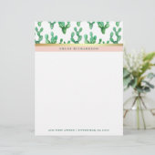 おしゃれなハスのような植物 | バラ色と偽の金の砂漠のパターン レターヘッド (スタンド正面)