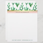 おしゃれなハスのような植物 | バラ色と偽の金の砂漠のパターン レターヘッド (正面/裏面)