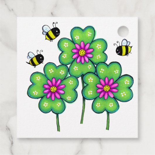 おしゃれなハチと明るい花のタグ フェイバータグ (裏面)
