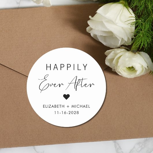 おしゃれなハッピーエバーアフター結婚式 ラウンドシール