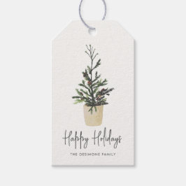おしゃれなハッピーホリデー クリスマスツリー ギフトタグ