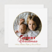 おしゃれなハッピーホリデー スクリプト ポインセチア モノグラム 招待状 (正面/裏面)