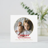 おしゃれなハッピーホリデー スクリプト ポインセチア モノグラム 招待状 (スタンド正面)