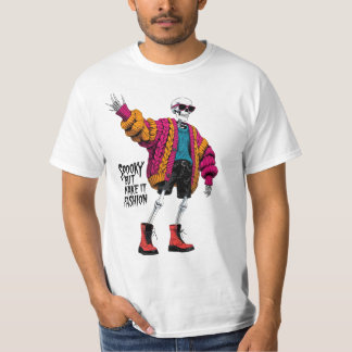 おしゃれなハロウィンジョーク スケルトンファッション Tシャツ
