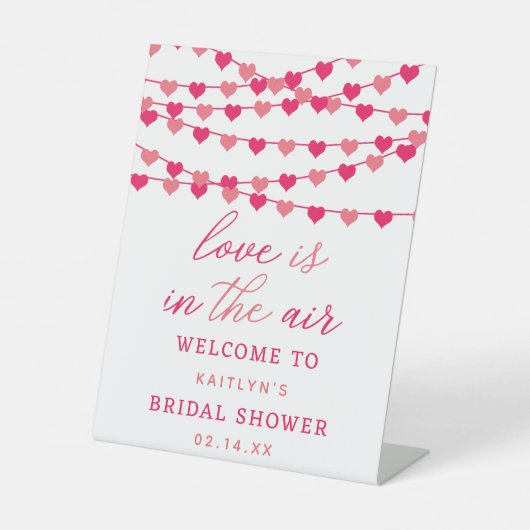 おしゃれなハートのウェルカムサイン 結婚前のお祝い 台座サイン (正面)
