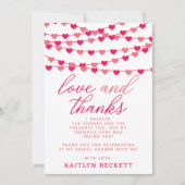 おしゃれなハートのガーランド ブライダルシャワー サンキューカード (正面)