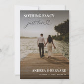 おしゃれなハートの手書き風フォント なんにも飾らない シンプルな愛の証 ふたりだけで結婚式 招待状 (正面)