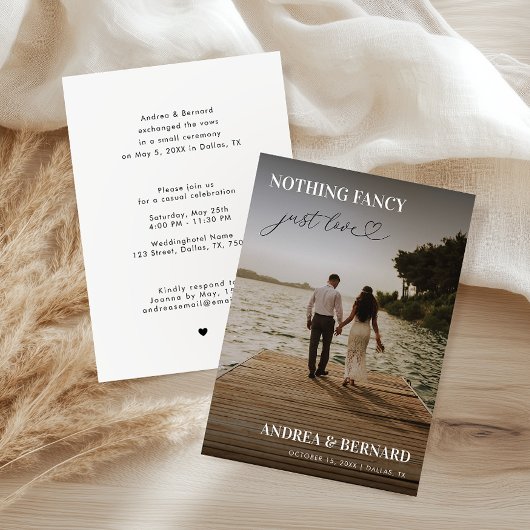 おしゃれなハートの手書き風フォント なんにも飾らない シンプルな愛の証 ふたりだけで結婚式 招待状