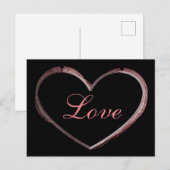 おしゃれなハートグレーカリグラフィー愛ウェディング ポストカード (正面/裏面)