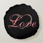 おしゃれなハートグレーカリグラフィー愛ウェディング ラウンドクッション (裏面)