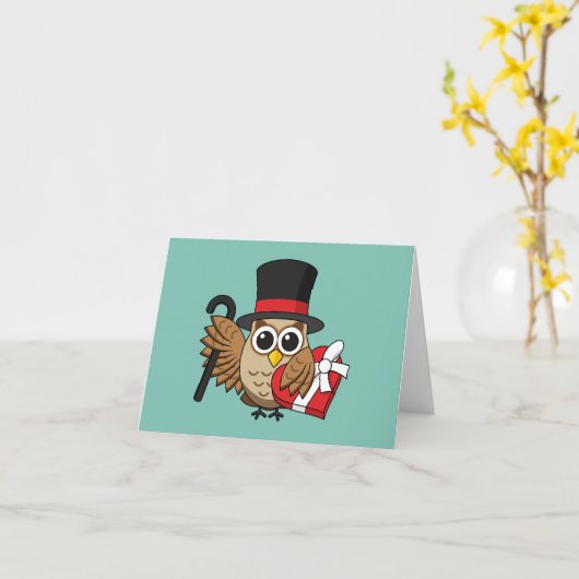 おしゃれなハートチョコレートボックスのフクロウ | テキストを追加 カード (黄色い花)