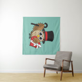 おしゃれなハートチョコレートボックスを持つフクロウ タペストリー (インサイチュ(横))