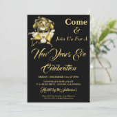 おしゃれなハーレクイン新年会招待状 招待状 (スタンド正面)