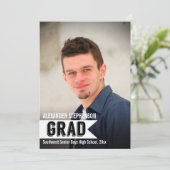 おしゃれなバナー デザインのカスタム写真 卒業おめでとう 招待状 (スタンド正面)