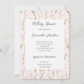 おしゃれなバラのピンクの花のベイビーシャワー 招待状 (正面)