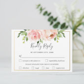 おしゃれなバラの花の結婚式の食事選択 RSVP カード (スタンド正面)