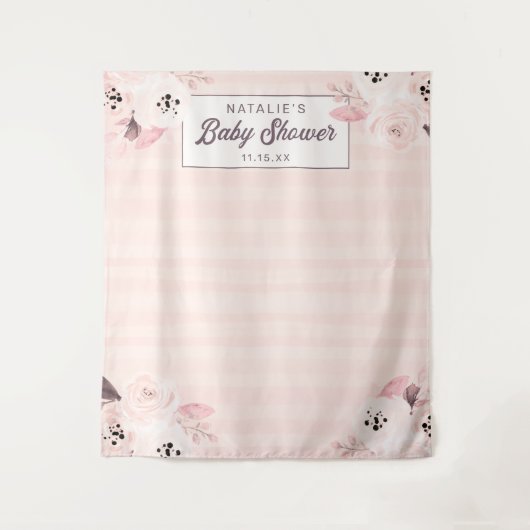 おしゃれなバラピンクとオレンジの花の写真撮影背景 タペストリー (正面)