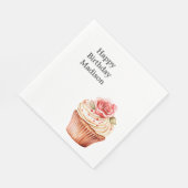 おしゃれなバラピンクのカップケーキ誕生日 スタンダードランチョンナプキン (角)